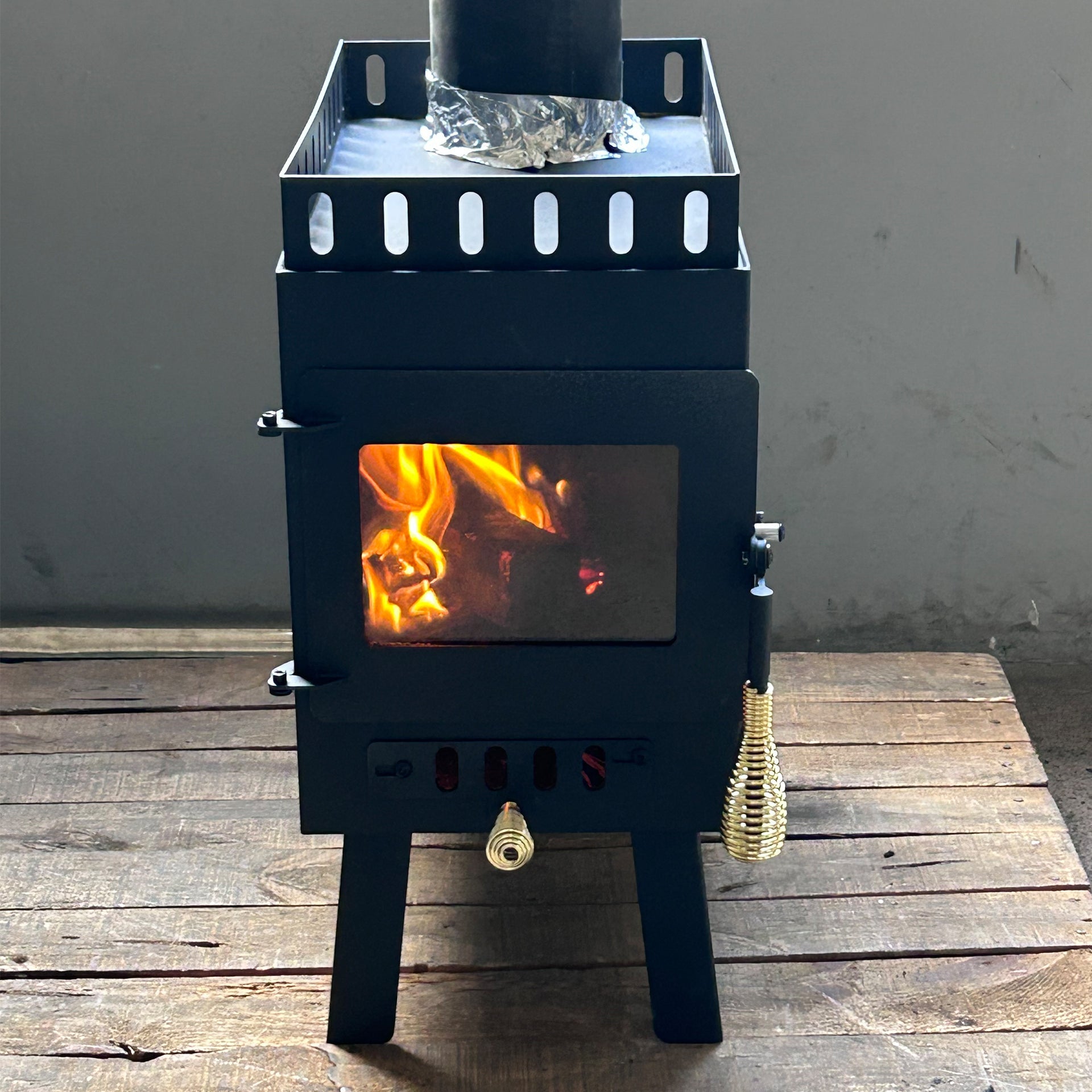 Portable Wood Stove – Modern Tiny Sauna Stove with 2" Rock Lip, Steel Wood Heater for Sauna Tents & Outdoor Heating RS01 - with | Sold by Uncle Wiener's Wholesale