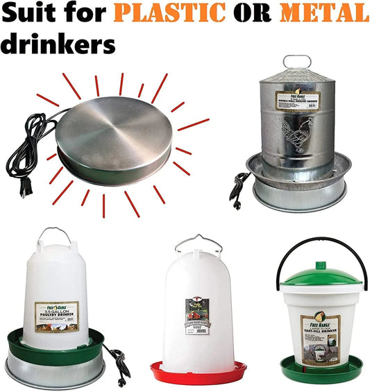 Poultry Water Drinker Heater Base 30W – Anti - Freeze Chicken Water Heater with Stainless Steel Base S3128 - with | Sold by Uncle Wiener's Wholesale