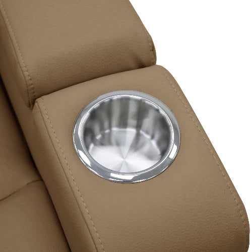 Power Lift Recliner Massage Chair with Single Motor, Air Massage, Arm Storage, Cup Holders & Tech Leather Finish - with Beige | Sold by Uncle Wiener's Wholesale