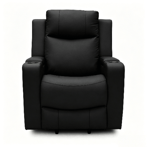 Power Lift Recliner Massage Chair with Single Motor, Air Massage, Arm Storage, Cup Holders & Tech Leather Finish - with Black | Sold by Uncle Wiener's Wholesale