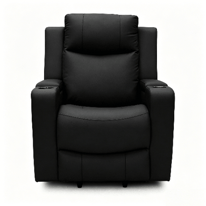 Power Lift Recliner Massage Chair with Single Motor, Air Massage, Arm Storage, Cup Holders & Tech Leather Finish - with Black | Sold by Uncle Wiener's Wholesale