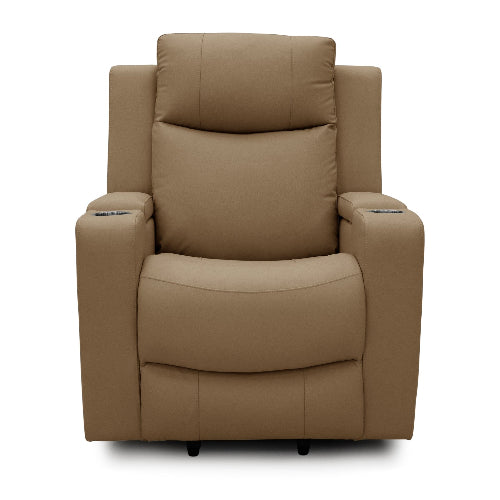 Power Lift Recliner Massage Chair with Single Motor, Air Massage, Arm Storage, Cup Holders & Tech Leather Finish - with Beige | Sold by Uncle Wiener's Wholesale