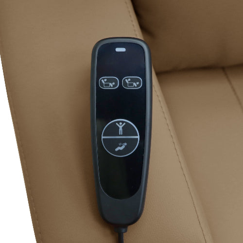 Power Lift Recliner Massage Chair with Single Motor, Air Massage, Arm Storage, Cup Holders & Tech Leather Finish - with Beige | Sold by Uncle Wiener's Wholesale