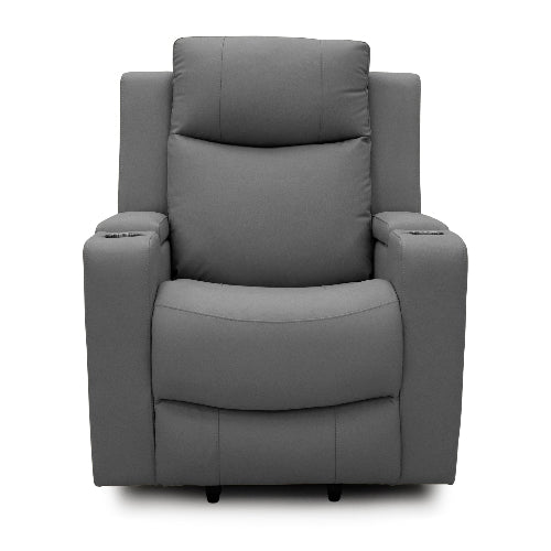 Power Lift Recliner Massage Chair with Single Motor, Air Massage, Arm Storage, Cup Holders & Tech Leather Finish - with Gray | Sold by Uncle Wiener's Wholesale