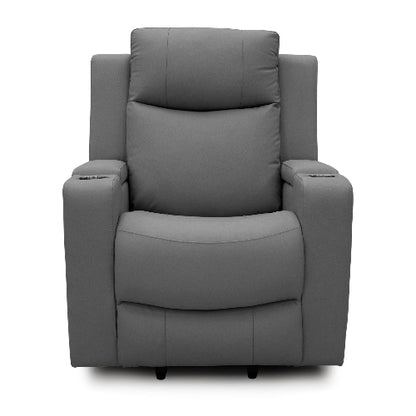 Power Lift Recliner Massage Chair with Single Motor, Air Massage, Arm Storage, Cup Holders & Tech Leather Finish - with Gray | Sold by Uncle Wiener's Wholesale