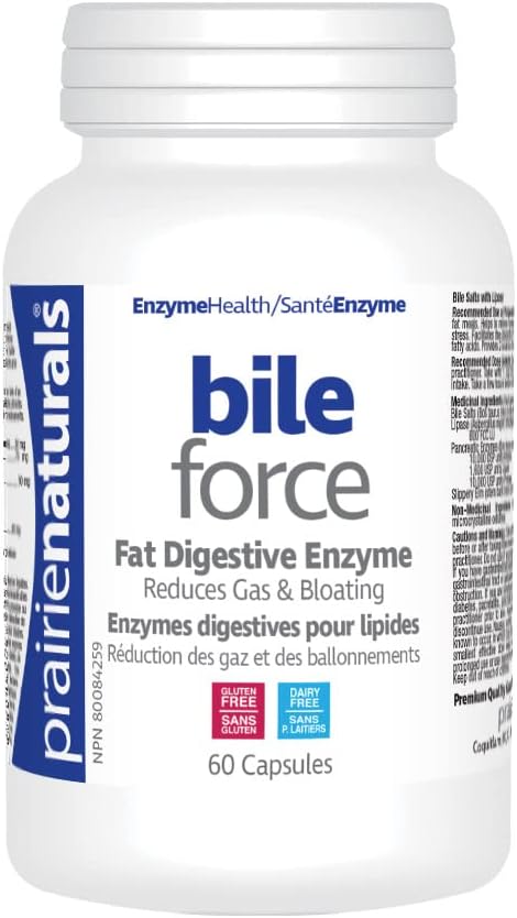 Prairie Naturals Bile Force Digestive Enzyme Capsules – Bile Salts with Lipase for Fat Digestion & Digestive Support, 60 Capsules - Snack with | Sold by Uncle Wiener's Wholesale