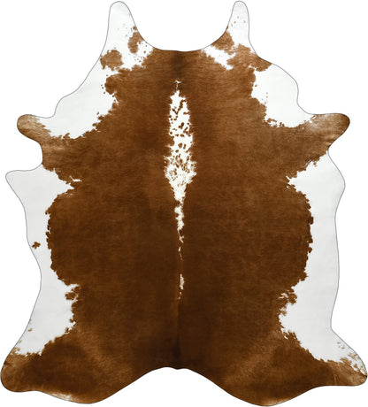 Premium Faux Cowhide Rug 4.7 × 5.2 ft, Non - Slip Washable Western Home Decor CR520 - with Brown & White | Sold by Uncle Wiener's Wholesale