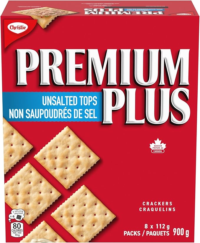 Premium Plus Unsalted Tops Soda Crackers 900g Baked in Canada - Snack with | Sold by Uncle Wiener's Wholesale