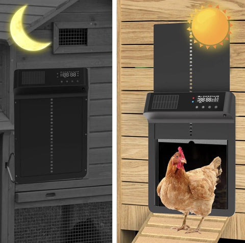 Premium Solar Powered Automatic Chicken Coop Door with Timer, Light Sensor & Remote Control 0128482 - with | Sold by Uncle Wiener's Wholesale