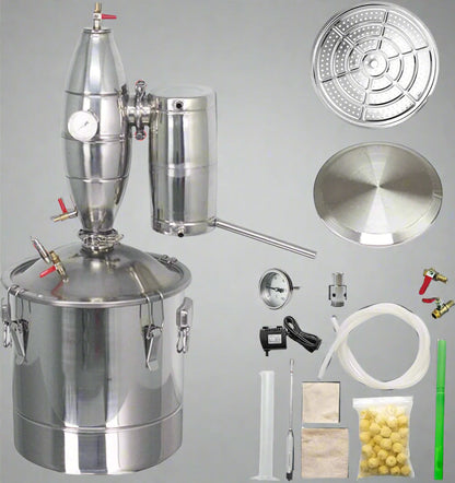 “8 Gallon Stainless Steel Alcohol Distiller Front View”

“3-Pot Thumper Distilling System for Alcohol or Oils”

“Premium Steel Water & Alcohol Distiller Kit”

“Home Use Stainless Steel Distiller 5.3 Gallon Size”