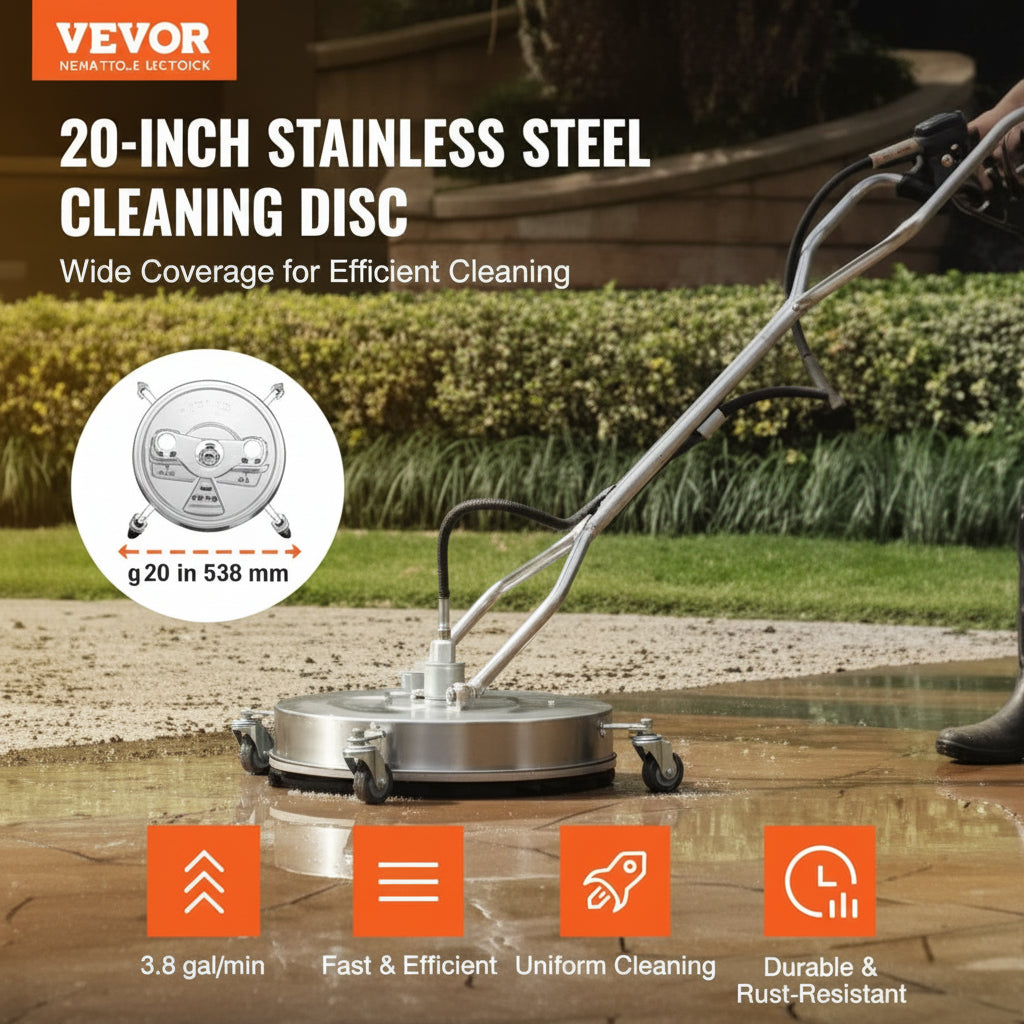 Pressure Washer Surface Cleaner – 18" & 20" for Concrete & Wood Driveways - with 20" | Sold by Uncle Wiener's Wholesale