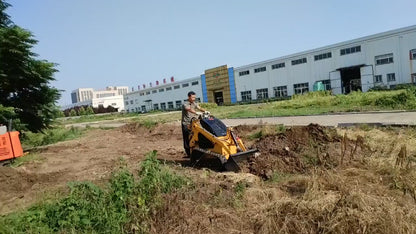 “T380 compact skid steer loader with rubber tracks”

“T460 mini tracked loader for landscaping and excavation”

“Heavy-duty skid steer with universal quick attach plate”

“Tracked compact construction loader in yellow”