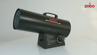 120,000–150,000 BTU Propane Forced Air Torpedo Heater with Hose, Regulator, CSA Approval, Tip-Over Protection & Continuous Spark Ignition ZBG150A