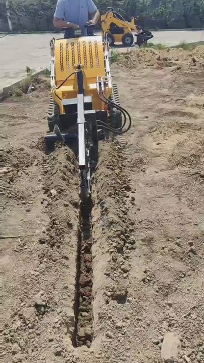 “T380 compact skid steer loader with rubber tracks”

“T460 mini tracked loader for landscaping and excavation”

“Heavy-duty skid steer with universal quick attach plate”

“Tracked compact construction loader in yellow”