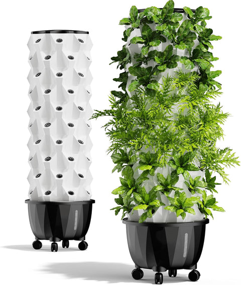 Pro Tower Garden – Modular Hydroponic Growing System with 96 Pots – Indoor/Outdoor Vertical Garden, Leak - Proof, Castor Wheels, Auto Water & Light Control – Grow Herbs, Vegetables & Fruits - with | Sold by Uncle Wiener's Wholesale