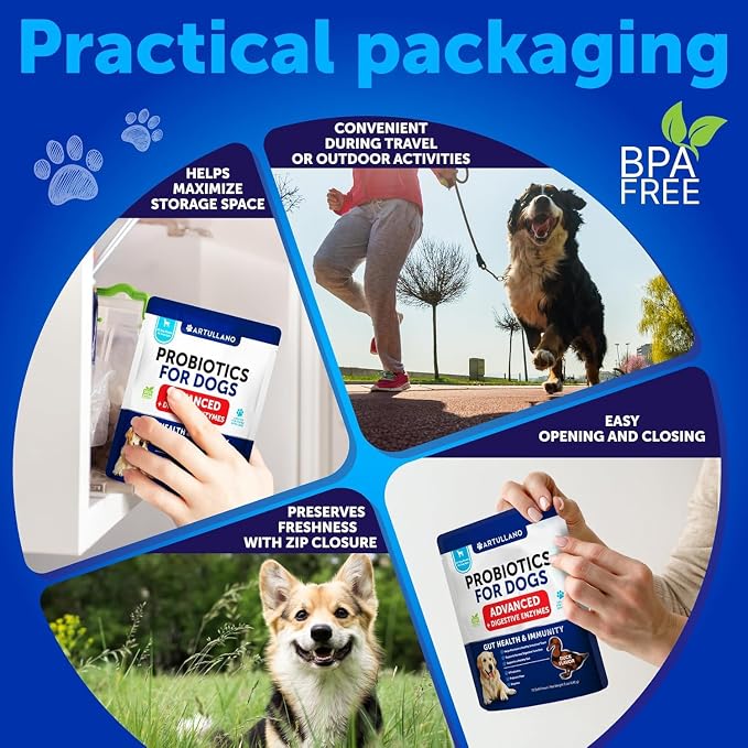 Probiotics for Dogs with Digestive Enzymes – 70 Soft Chews for Gut Health, Immune Support, Itchy Skin & Allergy Relief - Pet products with | Sold by Uncle Wiener's Wholesale