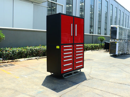 Professional 12 - Drawer Garage Tool Cabinet – Heavy - Duty Steel Bench H4FT14D2 - with Red Finish | Sold by Uncle Wiener's Wholesale