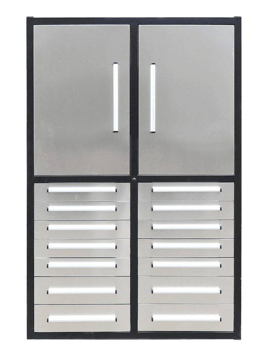 Professional 12 - Drawer Garage Tool Cabinet – Heavy - Duty Steel H4FT14D2 - with Stainless Finish | Sold by Uncle Wiener's Wholesale