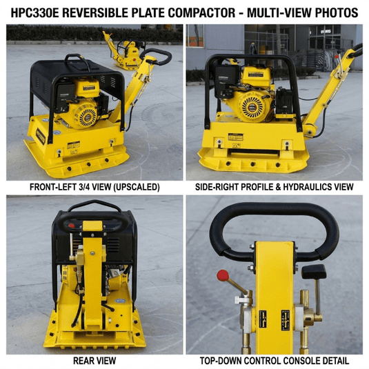 Professional 864 mm x 660 mm (34" x 26") Hydraulic Reversible Plate Compactor – HPC330 Series - General Equipment with MANUAL PULL START | Sold by Uncle Wiener's Wholesale