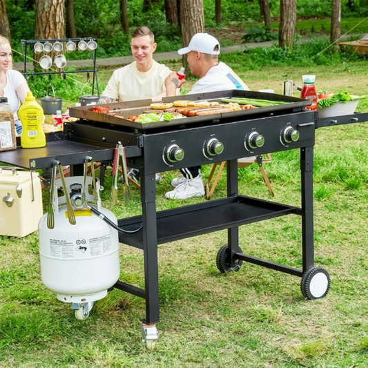 Professional 914 mm (36") 4 - Burner Foldable Propane Griddle – 17.58 kW (60,000 BTU) Station - Camping Gear with | Sold by Uncle Wiener's Wholesale
