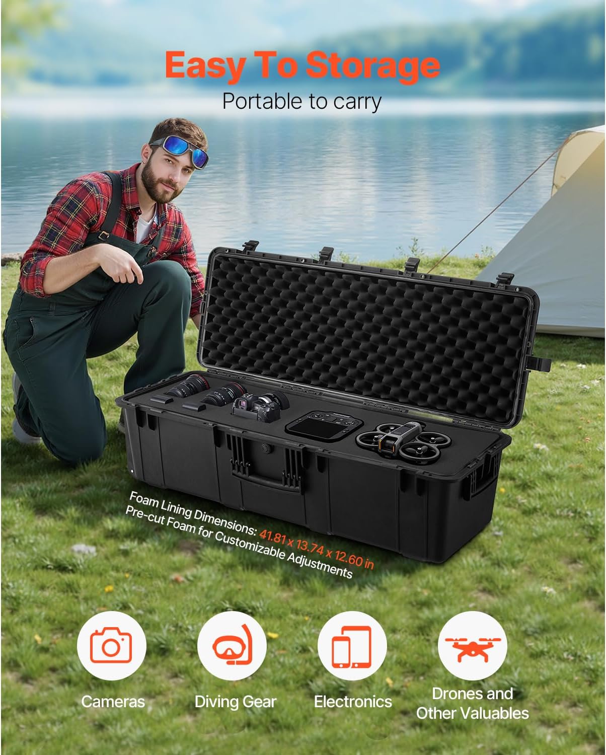 Professional Waterproof Hard Case with Handle & Locks | 5.5 cu.ft Equipment Protector 2384883 - with | Sold by Uncle Wiener's Wholesale