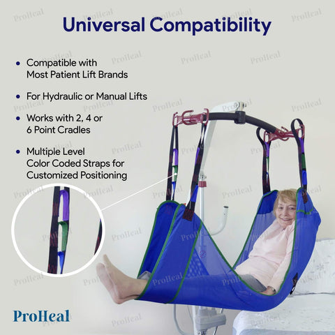 ProHeal Universal Full Body Mesh Lift Sling with Commode Opening, Large,Polyester Slings for Patient Lifts - Compatible with Hoyer, Invacare, McKesson, Drive, Lumex, Joerns - with | Sold by Uncle Wiener's Wholesale