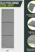 ProSource Tri - Fold Folding Thick Exercise Mat 15cm x 5 cm (6’x2’) with Carrying Handles for MMA, Gymnastics, Stretching, Core Workouts, (3 color option) - with Grey | Sold by Uncle Wiener's Wholesale