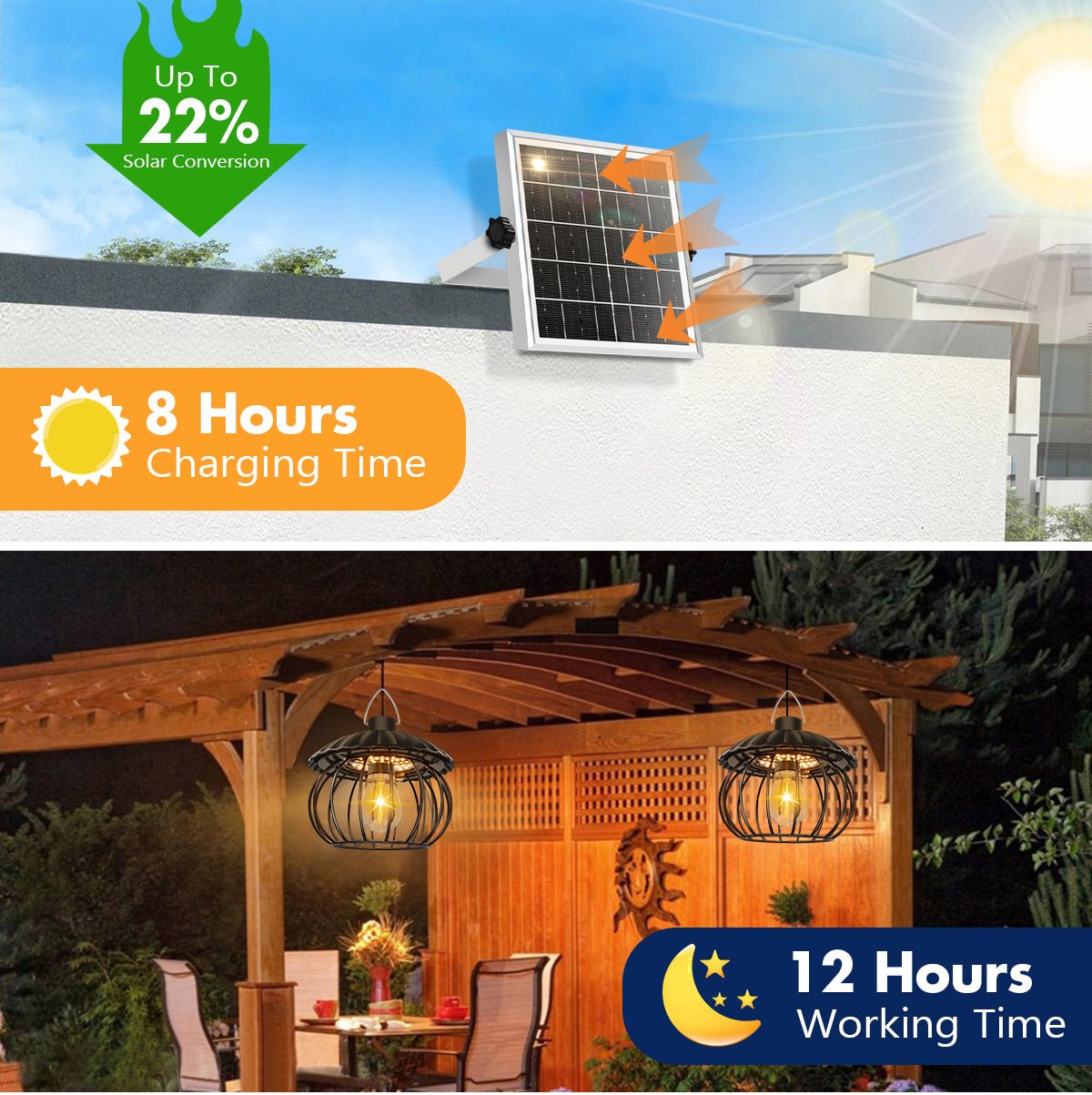 Pumpkin Style Solar Ceiling Light 1000 Lumens Outdoor Pendant Light QYJW18B - with | Sold by Uncle Wiener's Wholesale