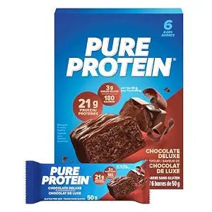 Pure Protein Chocolate Peanut Butter High Protein Bars Gluten Free Low Sugar 6 Pack - Snack with Chocolate Deluxe | Sold by Uncle Wiener's Wholesale