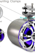 5.25 Inch Pyle Waterproof Marine Wakeboard Tower Speakers with LED lights, IP44 weatherproof housing
