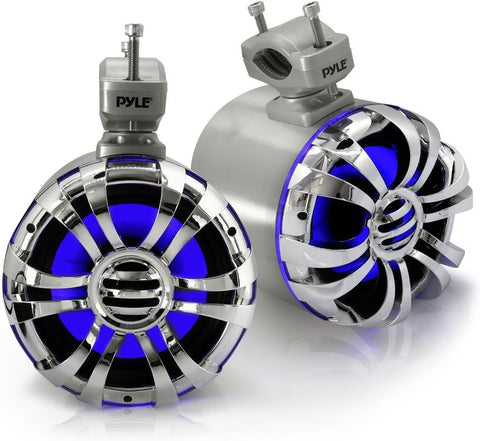 5.25 Inch Pyle Waterproof Marine Wakeboard Tower Speakers with LED lights, IP44 weatherproof housing