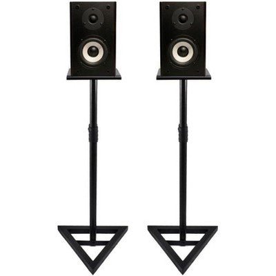 Pyle Speaker Stand Pair of Sound Play 1 and 3 Holder - Black - with Dimensions (Overall): 26.57 inches (H) x 26.77 inches (W) x 7.08 inches (D) | Sold by Uncle Wiener's Wholesale