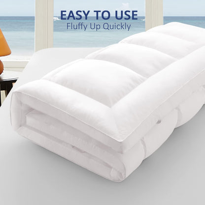 Queen Size Mattress Topper 1300 GSM Extra Thick Cooling Pillow Top White - with | Sold by Uncle Wiener's Wholesale