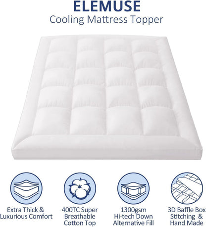 Queen Size Mattress Topper 1300 GSM Extra Thick Cooling Pillow Top White - with | Sold by Uncle Wiener's Wholesale