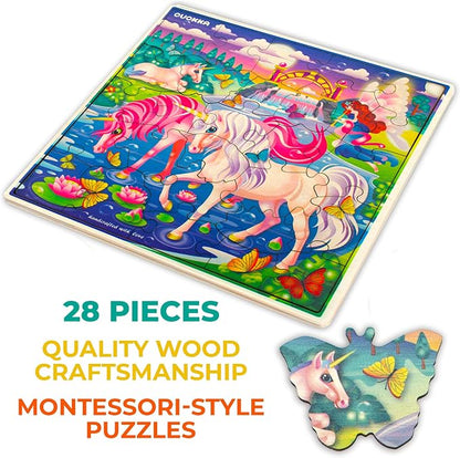 QUOKKA Wooden Unicorn Puzzle for Kids – 28-Piece Jigsaw Puzzle, 21 x 21 cm Educational Toy for Ages 3–8 - Toys with | Sold by Uncle Wiener's Wholesale