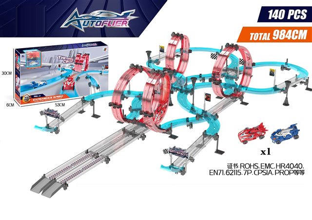 Race Track Play Set with 2 Cars 140 - Piece Toy Set CPS343062 - with | Sold by Uncle Wiener's Wholesale