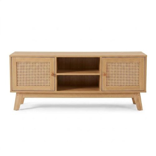 Rattan TV Stand 2 Door Wooden Media Console Natural 47.2" TVR120 - with | Sold by Uncle Wiener's Wholesale