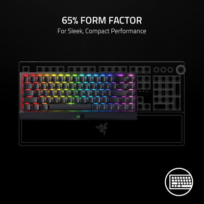 Razer BlackWidow V3 Mini HyperSpeed 65% Wireless Mechanical Gaming Keyboard: Yellow Mechanical Switches Linear & Silent - Phantom Pudding Keycaps - Chroma RGB - Up to 200 Hr Battery - Snap Tap - with Yellow Switches - Linear & Silent | Sold by Uncle Wiener's Wholesale