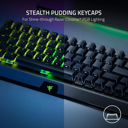 Razer BlackWidow V3 Mini HyperSpeed 65% Wireless Mechanical Gaming Keyboard: Yellow Mechanical Switches Linear & Silent - Phantom Pudding Keycaps - Chroma RGB - Up to 200 Hr Battery - Snap Tap - with Yellow Switches - Linear & Silent | Sold by Uncle Wiener's Wholesale