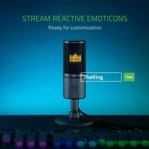 Razer Seiren Emote Streaming Microphone: 8 - bit Emoticon LED Display - Stream Reactive Emoticons - Hypercardioid Condenser Mic - Built - in Shock Mount - Height & Angle Adjustable Stand - Classic Black - with | Sold by Uncle Wiener's Wholesale