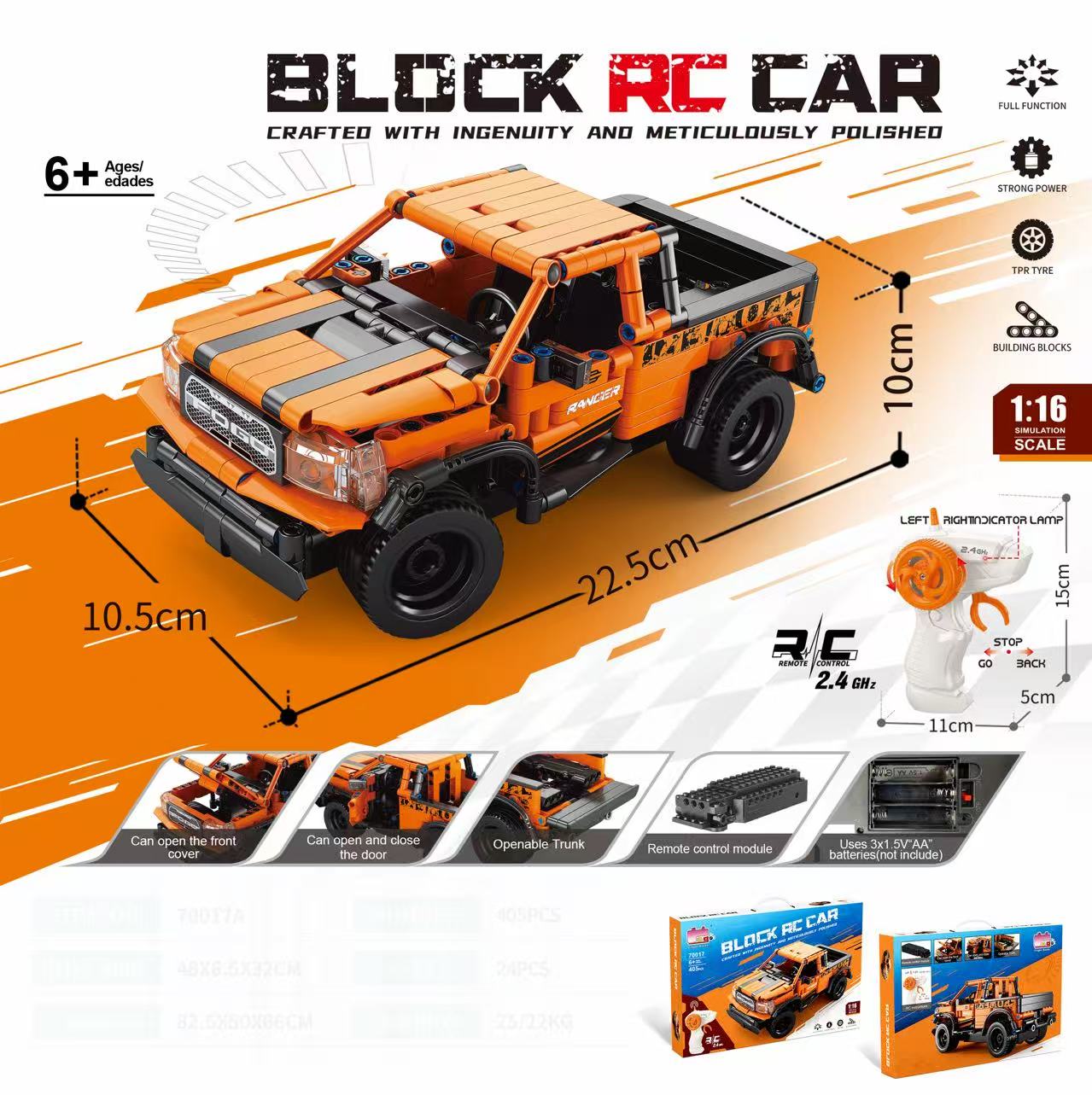 R/C Building Block Car Kit Mustang Raptor Lamborghini McLaren Remote Control Brick Car Set - with Ford Raptor RC Building Block Car | Sold by Uncle Wiener's Wholesale