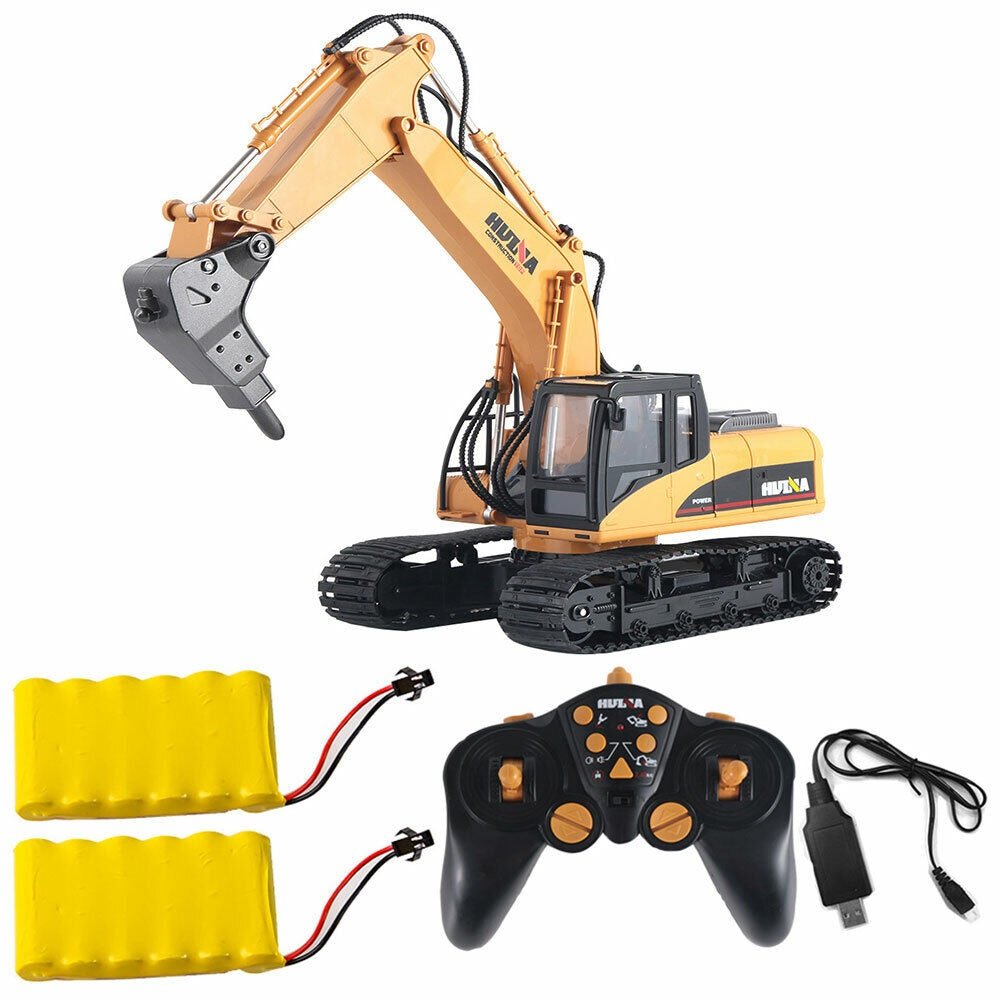 RC & Diecast Construction Vehicle Collection – Excavators, Bulldozers, Forklifts, Crane Trucks & Loaders - with 1:14 RC 16CH Remote Control Demo Hammer Excavator | Sold by Uncle Wiener's Wholesale