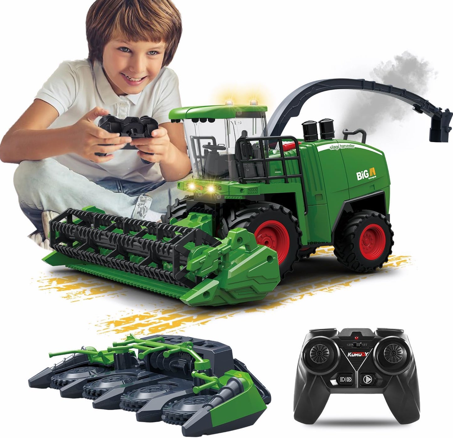 RC Farm & Construction Vehicle Collection – Tractors, Harvesters, Dump Trucks & Farm Playsets (Multiple Models) - with RC Farmer’s Grass Cart w/ 6 Grass Bales | Sold by Uncle Wiener's Wholesale