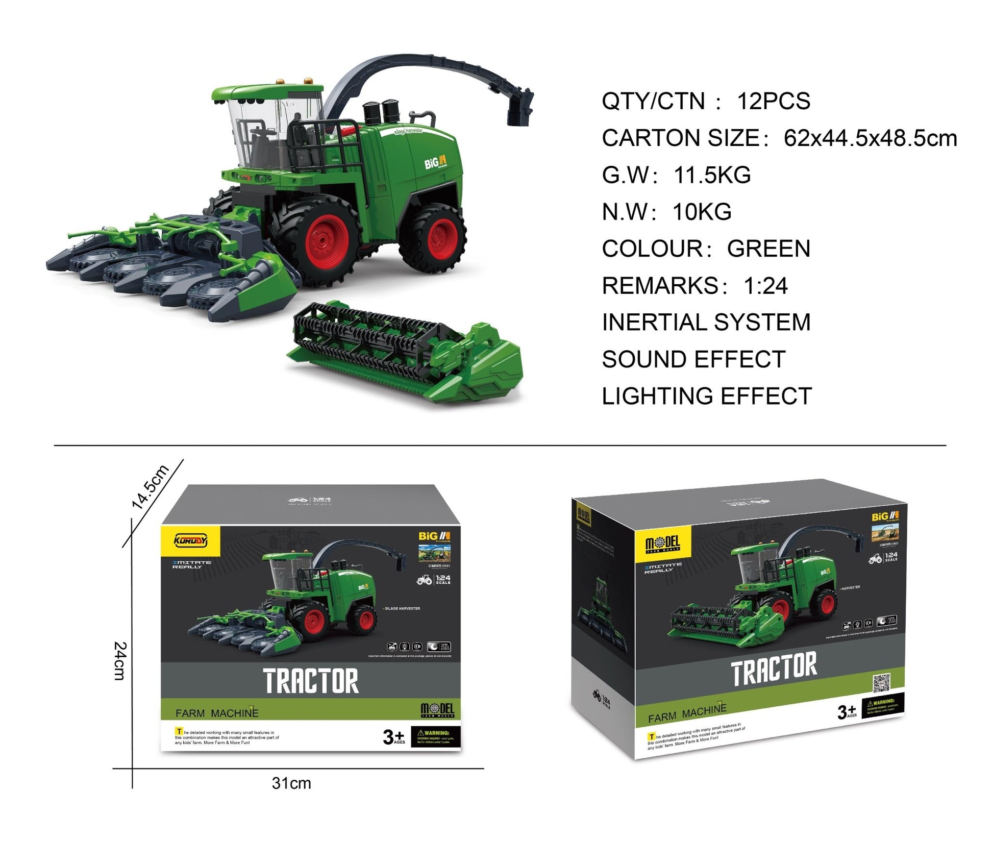 RC Farm & Construction Vehicle Collection – Tractors, Harvesters, Dump Trucks & Farm Playsets (Multiple Models) - with RC Farmer’s Grass Cart w/ 6 Grass Bales | Sold by Uncle Wiener's Wholesale