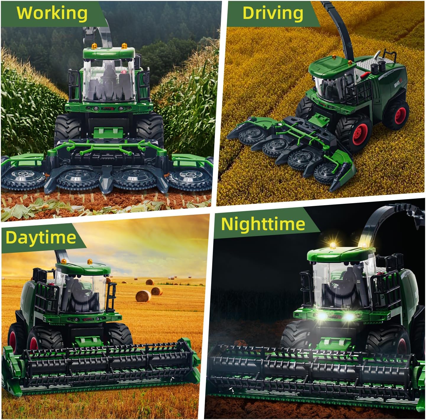 RC Farm & Construction Vehicle Collection – Tractors, Harvesters, Dump Trucks & Farm Playsets (Multiple Models) - with RC Farmer’s Grass Cart w/ 6 Grass Bales | Sold by Uncle Wiener's Wholesale