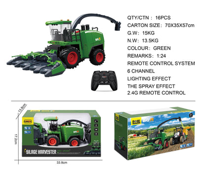 RC Farm & Construction Vehicle Collection – Tractors, Harvesters, Dump Trucks & Farm Playsets (Multiple Models) - with 1:24 RC Silage Harvester Spray & Lights | Sold by Uncle Wiener's Wholesale