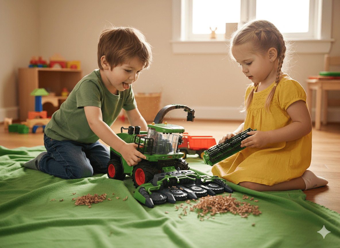 RC Farm & Construction Vehicle Collection – Tractors, Harvesters, Dump Trucks & Farm Playsets (Multiple Models) - with RC Farmer’s Grass Cart w/ 6 Grass Bales | Sold by Uncle Wiener's Wholesale