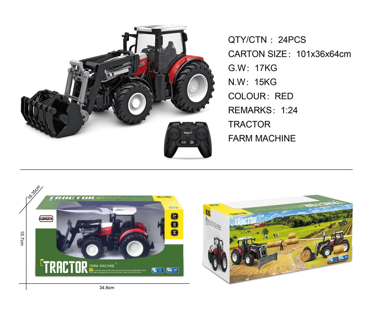 RC Farm & Construction Vehicle Collection – Tractors, Harvesters, Dump Trucks & Farm Playsets (Multiple Models) - with RC Tractor 6CH | Sold by Uncle Wiener's Wholesale