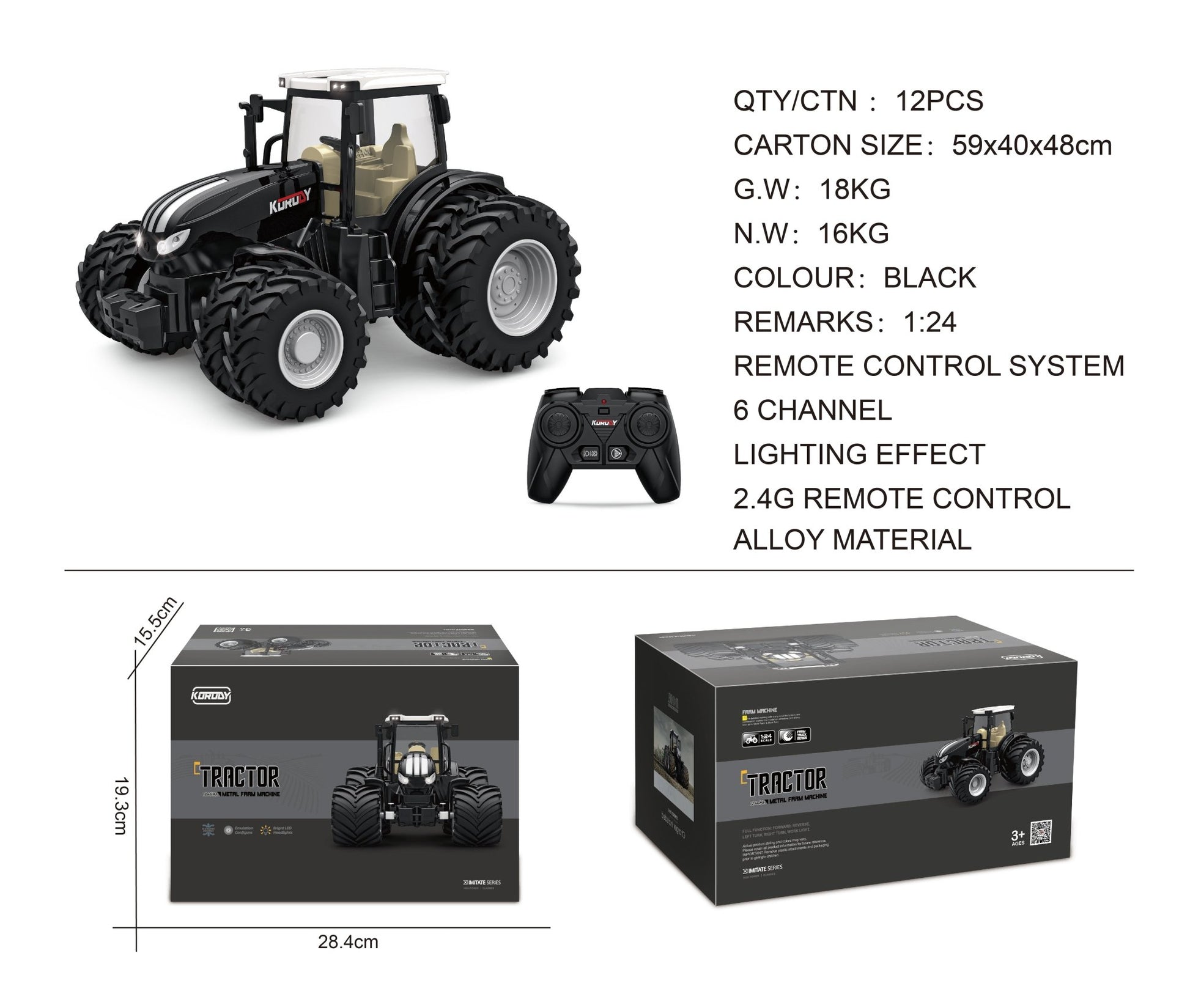 RC Farm & Construction Vehicle Collection – Tractors, Harvesters, Dump Trucks & Farm Playsets (Multiple Models) - with 1:24 Alloy RC Tractor (Gift Box) | Sold by Uncle Wiener's Wholesale