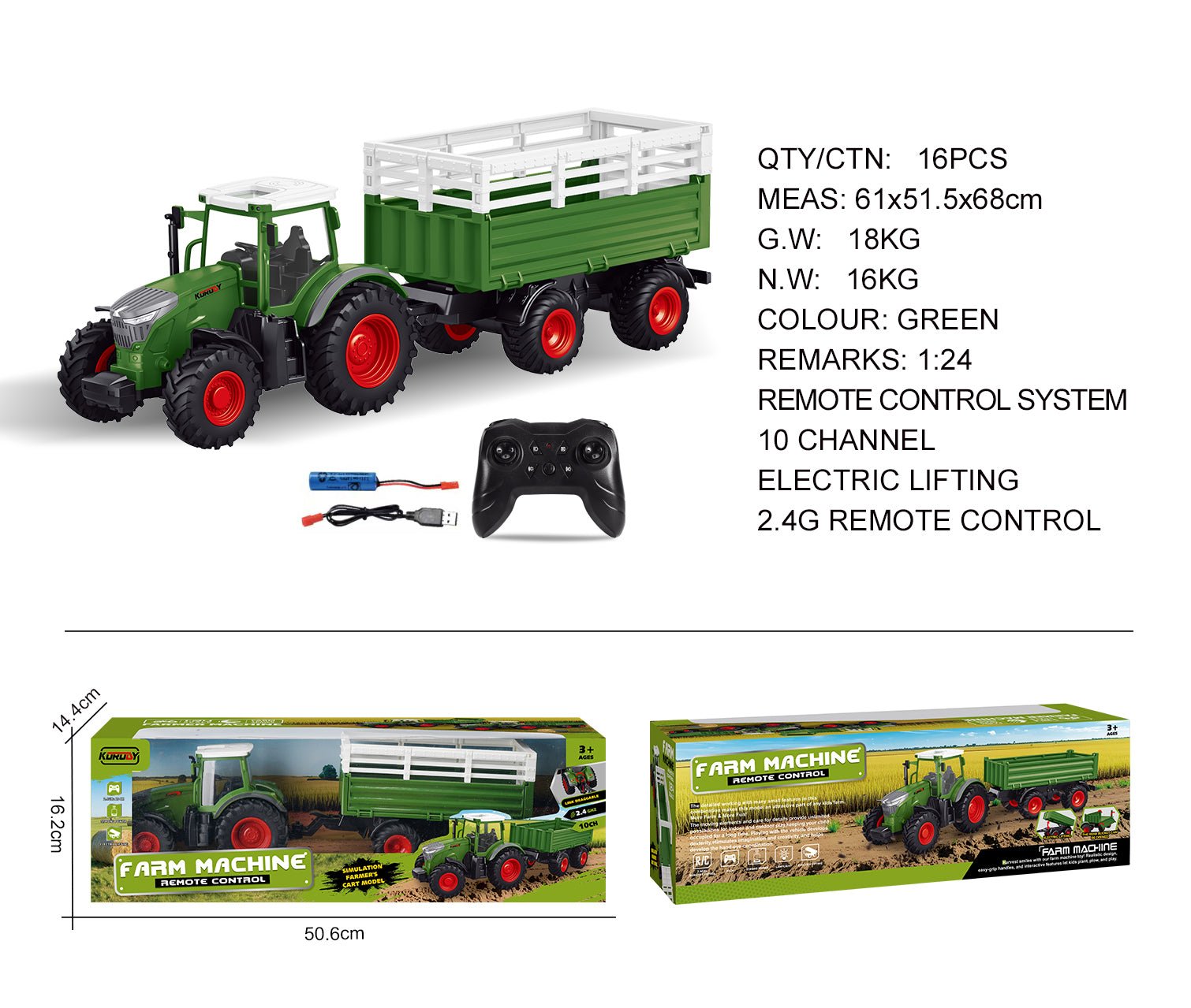 RC Farm & Construction Vehicle Collection – Tractors, Harvesters, Dump Trucks & Farm Playsets (Multiple Models) - with 1:24 RC Dump Truck 9CH 4WD | Sold by Uncle Wiener's Wholesale